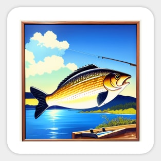 80s Vintage Fishing Poster Sticker